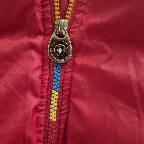 COOGI Australia Red Hooded Puffer Vest Colorful Logo Print Size S - Picture 5 of 9